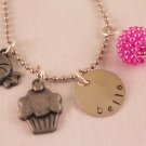 Candy Cupcake Charm Necklace Custom Personalized Silver N155