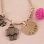 Candy Cupcake Charm Necklace Custom Personalized Silver N155