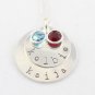 Custom Handstamped Personalized Mom Family Sterling Silver Circle Pendant Necklace N145
