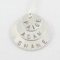 Custom Handstamped Personalized Mom Family Sterling Silver Circle Pendant Necklace N146