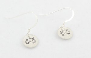 Horoscope Zodiac Earrings Sterling Silver Dangle Circle Hand Stamped E011