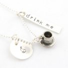 Drink Me Eat Me Alice In Wonderland Sterling Silver Necklace N062