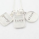 Rectangle Circle Square Family Necklace Sterling Silver Custom Personalized Hand Stamped N042