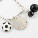 Soccer Charm Necklace Custom Personalized Silver N151