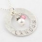 Custom Hand Stamped Personalized Sterling Silver Hammered Circle Pendant Necklace N081