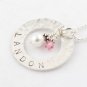 Custom Hand Stamped Personalized Sterling Silver Hammered Circle Pendant Necklace N081
