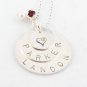 Custom Handstamped Personalized Mom Family Sterling Silver Circle Pendant Necklace N144