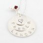 Custom Handstamped Personalized Mom Family Sterling Silver Circle Pendant Necklace N144
