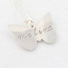 Butterfly Necklace Sterling Silver Custom Personalized Hand Stamped N041