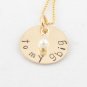 Custom Handstamped Personalized Mom Family Gold Filled Circle Pendant Necklace N128