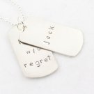 Dad Father's Day Dog Tags Necklace Sterling Silver Custom Personalized Hand Stamped N047