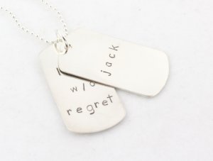 Dad Father's Day Dog Tags Necklace Sterling Silver Custom Personalized Hand Stamped N047