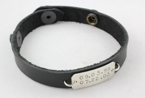 Unisex Leather Bracelet Personalized Custom Hand Stamped B004