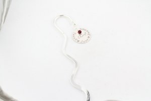 Teacher Personalized Silver Bookmark Hand Stamped Birthstone