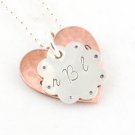 Flower Heart Sterling Silver Copper Necklace N137