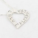 Heart Outline Custom Hand Stamped Personalized Sterling Silver Pendant Necklace N067
