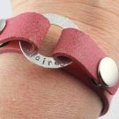 Leather Snap Bracelet Personalized Silver Custom Hand Stamped