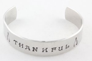 Thankful Thanksgiving Bracelet Hand Stamped Wishbone