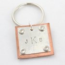 Copper Sterling Silver Keychain Key Ring Hand Stamped