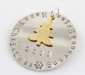 Personalized Christmas Tree Ornament Brass & Silver