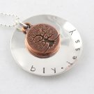 Copper Tree of Life Necklace Custom Hand Stamped Personalized Mom Sterling Silver Circle N074