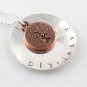 Copper Tree of Life Necklace Custom Hand Stamped Personalized Mom Sterling Silver Circle N074