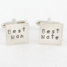 Best Man Wedding Square Cufflinks Men Personalized Sterling Silver Monogram Names
