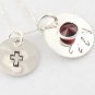 Cross Faith Christian Birthstone Necklace Custom Personalized Silver