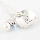 Custom Personalized Sterling Silver Hand Stamped Birthstone Necklace