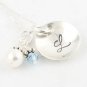 Custom Personalized Sterling Silver Hand Stamped Birthstone Necklace