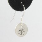 Om Ohm Earrings Sterling Silver Dangle Circle Hand Stamped