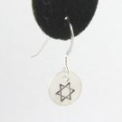 Star of David Judaica Jewish Earrings Sterling Silver Dangle Circle Hand Stamped