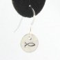 Christian Fish Earrings Sterling Silver Dangle Circle Hand Stamped
