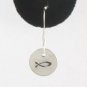 Christian Fish Earrings Sterling Silver Dangle Circle Hand Stamped