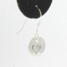 Swirl Heart Earrings Sterling Silver Dangle Circle Hand Stamped
