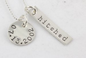 Hitched Wedding Necklace Hand Stamped Sterling Silver