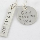 God Gave Me You Wedding Necklace Hand Stamped Sterling Silver