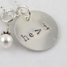 He Greater Than I Necklace Hand Stamped Sterling Silver