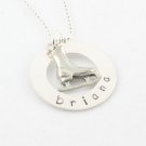 ICE SKATING SKATER Custom Hand Stamped Personalized Sterling Silver Circle Pendant Necklace N105