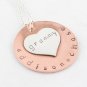 Copper Sterling Silver Heart Necklace Custom Personalized  N002