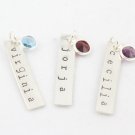 Custom Personalized Sterling Silver Hand Stamped Birthstone Pendant