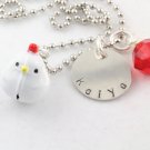 Chicken Chick Bell Charm Necklace Custom Personalized Silver N008