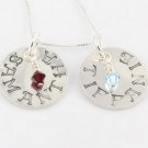 Custom Handstamped Personalized Mom Family Sterling Silver Circle Pendant Necklace N141