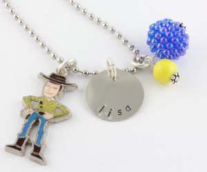 Woody Toy Story Charm Necklace - Custom Personalized Silver Necklace