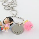 Dora The Explorer Charm Necklace - Custom Personalized Silver Necklace