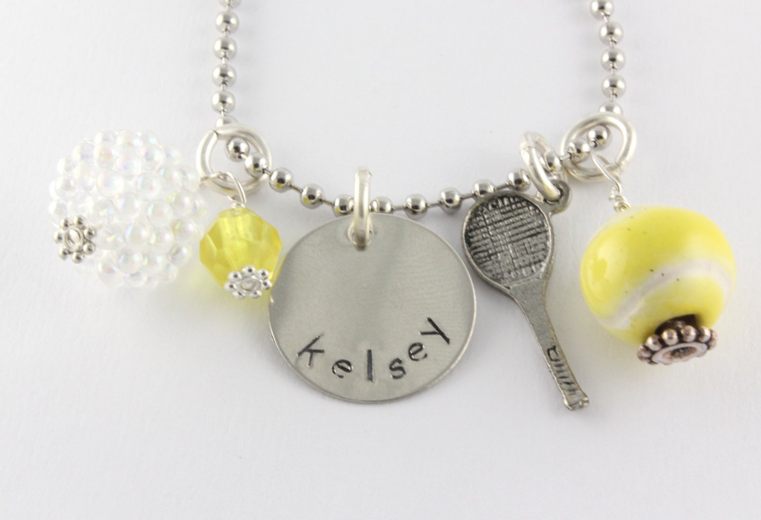 Tennis Charm Necklace Custom Personalized Silver Necklace