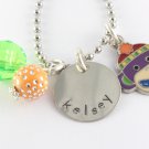 Personalized Monkey Charm Necklace - Custom Hand Stamped Silver Necklace