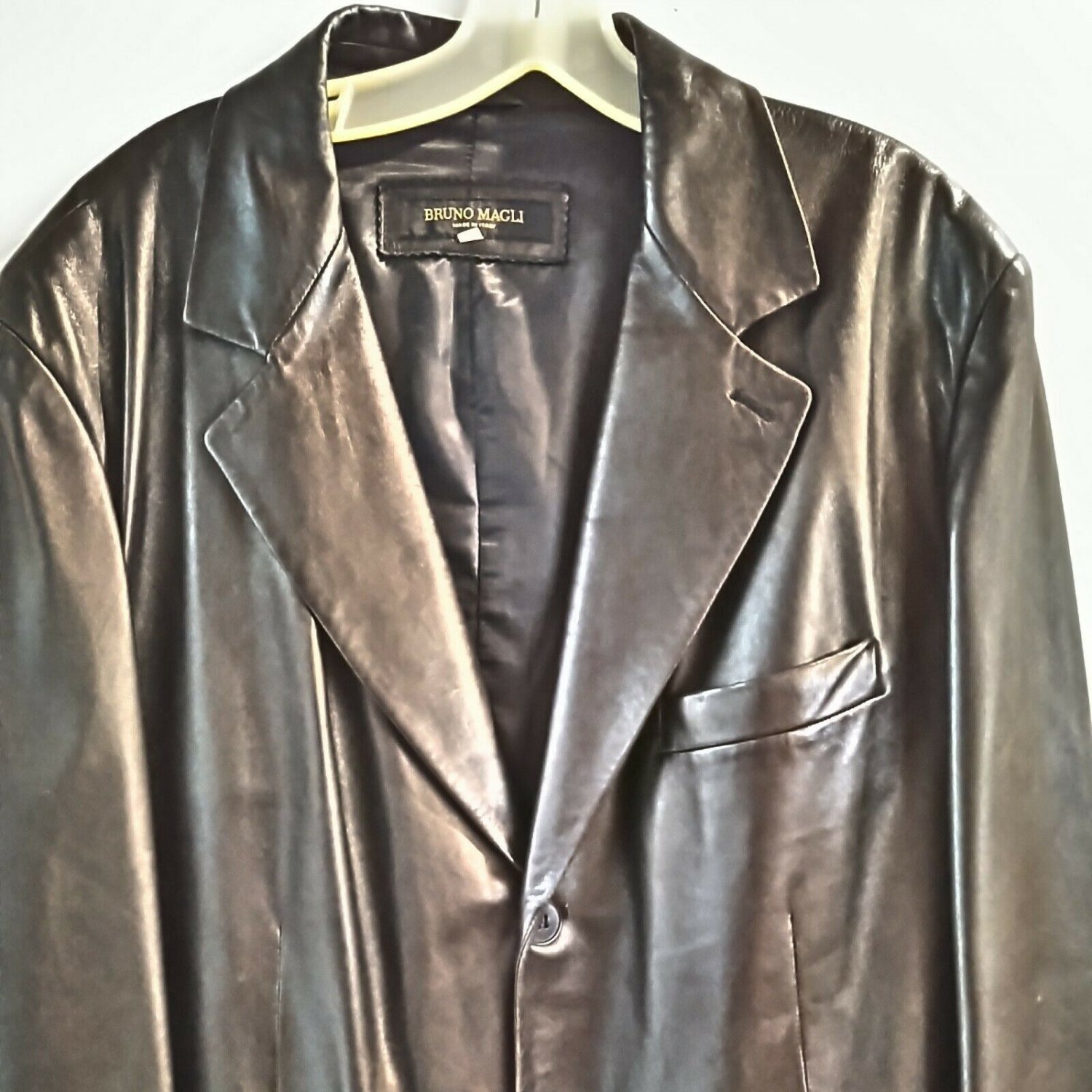 Bruno Magli Mens Black Soft Custom Lamb Leather Jacket Coat Blazer Size US 44