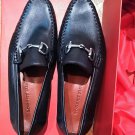 Authentic Robert Zur Nappa Bit Black Mens Leather Loafer Shoes 10M silver buckle