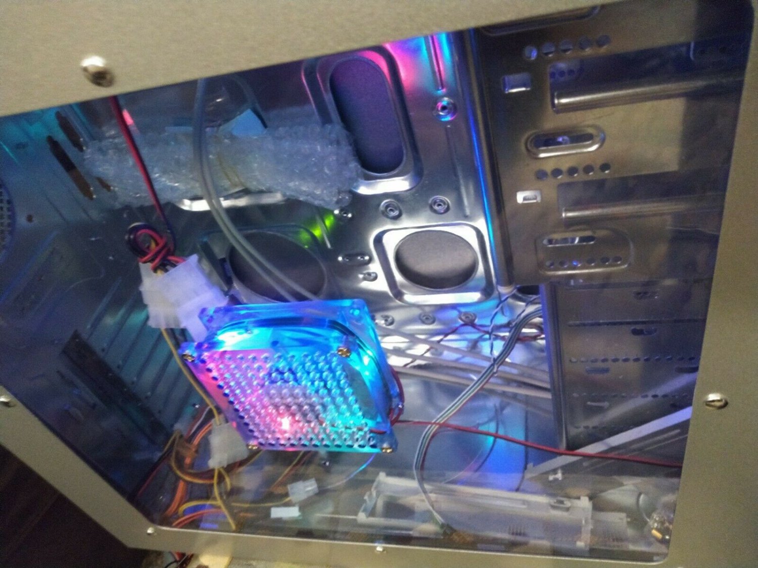 Real PC power 0212-4HL Silver Blue Bubble columns ATX Mid Tower Computer Case